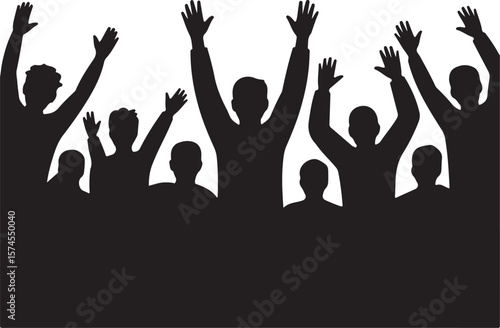 crowd cheering silhouette vector illustration design