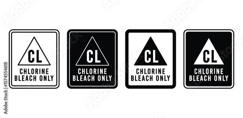 Chlorine Bleach Only Icons Black and White Color Vector Design Illustration Set