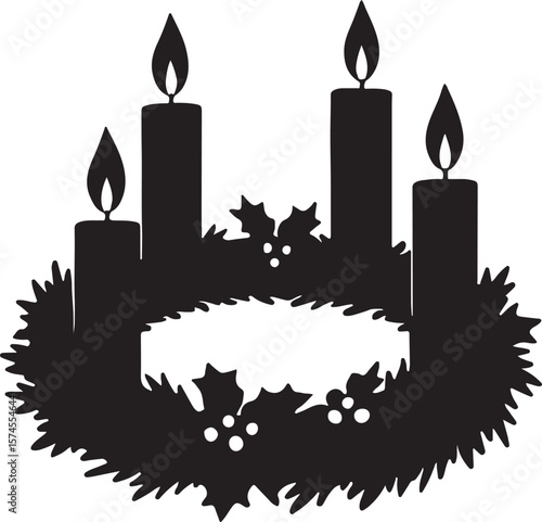 Advent Wreath with Four Candles Silhouette Christmas Decor