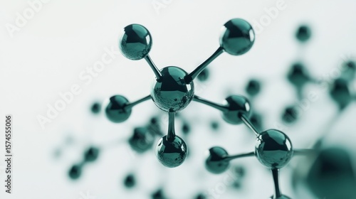 Microscopic Molecular Structure: Teal Atom Bonds