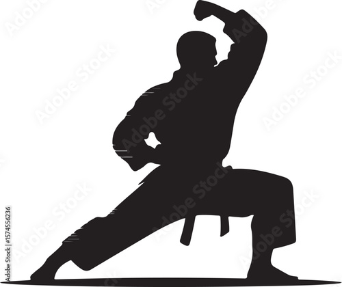 karate pose silhouette vector illustration design
