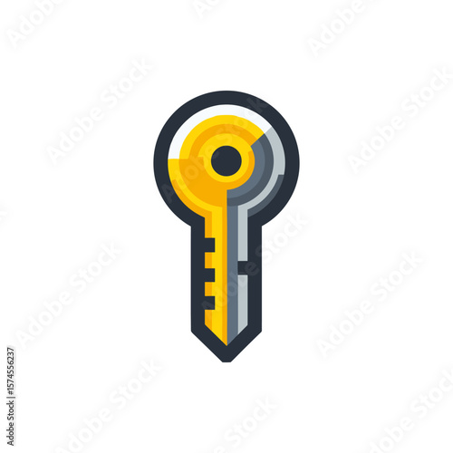 A stylized illustration of a key symbolizing security and access, set against a minimalistic background (1)
