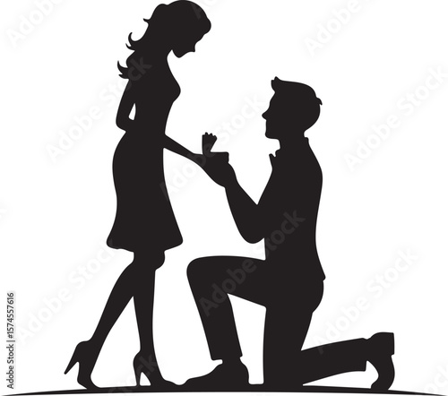 man proposing woman silhouette vector illustration design