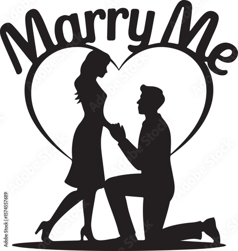 man proposing woman silhouette vector illustration design