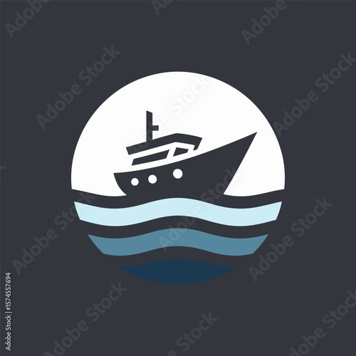 Illustration of a fishing boat navigating calm waters under a clear sky, symbolizing maritime activity