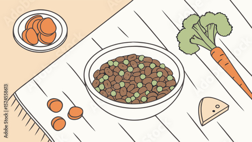 Healthy vegan food recipe with beans carrots broccoli and cheese for balanced nutrition and diet meal
