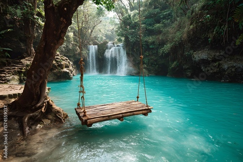 Kawasan Falls with Swing in Cebu.