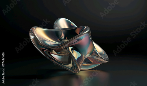 Futuristic Clarity: 3D Render of an Iridescent Glass Shape in Minimalist Style.