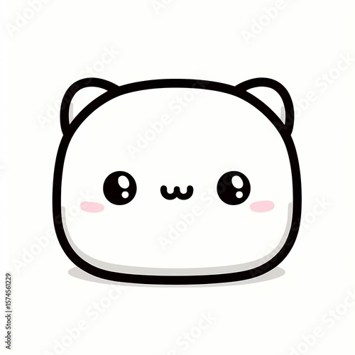 Cute Kawaii Cartoon Bear Face with Adorable Expression