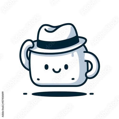 Cartoon Mug with a Hat: A Whimsical Illustration Design