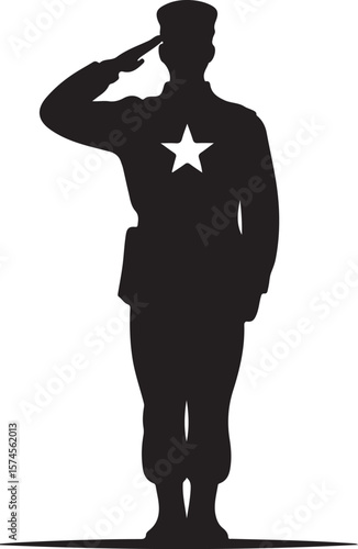 soldier saluting silhouette vector illustration design