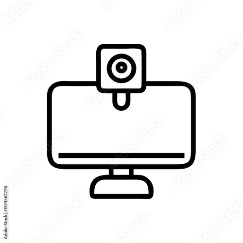 Webcam Computer Line Icon Video Conference Symbol