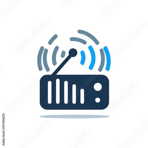 Illustration of a retro radio emitting sound waves, symbolizing communication and nostalgia