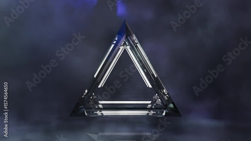 Glowing Glass Triangle in Atmospheric Fog