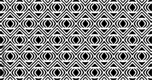 Black and white pattern featuring diamond shapes in a grid formation, creating a sharp, optical illusion-style visual effect.