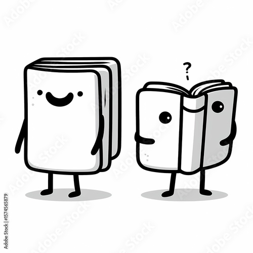 Two Cartoon Books: One Happy, One Curious with a Question Mark