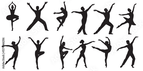 set vector various dancer silhouette	