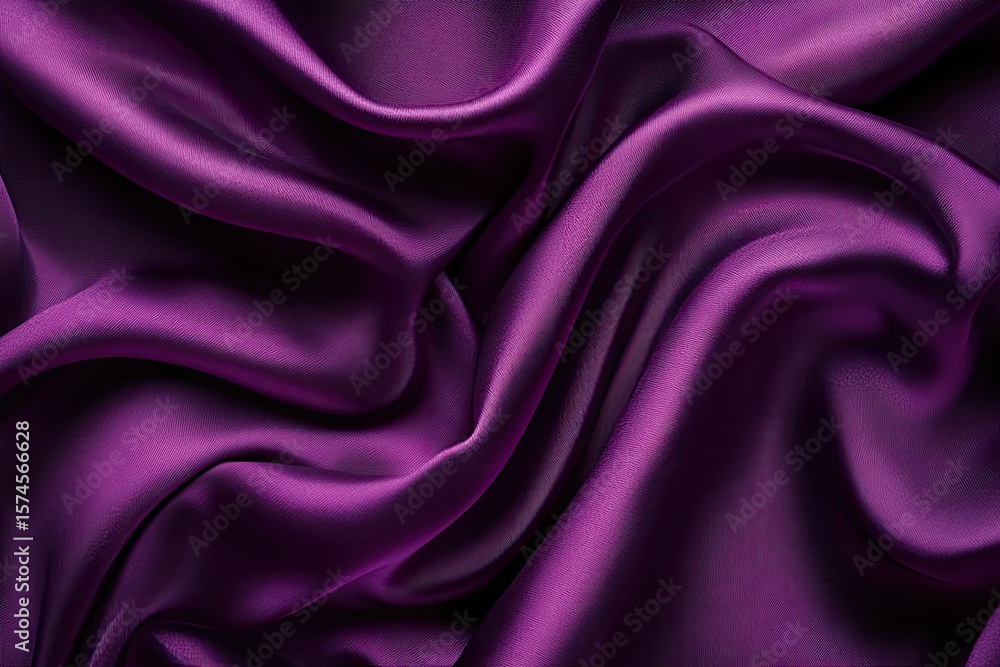 Fototapeta premium Close-up of deep purple draped fabric. Fluid folds and drapes. Smooth, luxurious texture