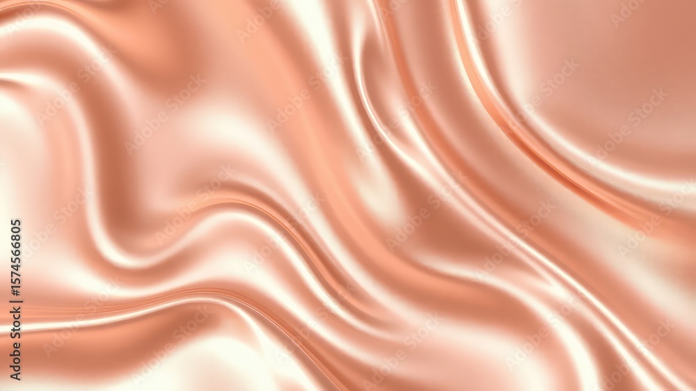 Fototapeta premium Abstract rose gold fabric texture with soft waves and light reflections creating a luxurious surface