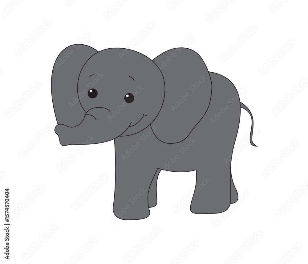 Fototapeta premium Cute Cartoon Elephant Vector – Baby Animal Clipart for Kids Design
