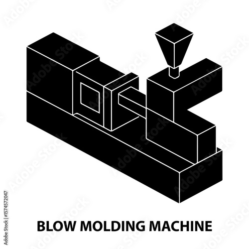 Blow molding machine vector illustration for industrial manufacturing process design concept