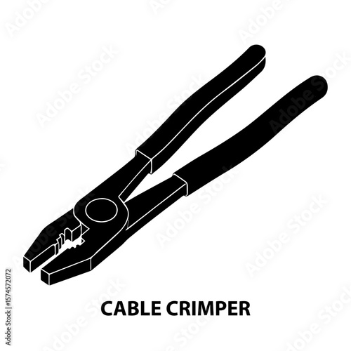 Cable crimper tool for electrical wiring and network cables black and white illustration vector image