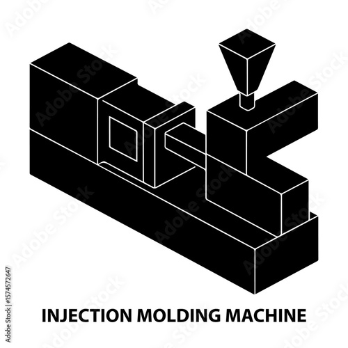 Injection molding machine vector illustration for manufacturing and engineering design 3d model