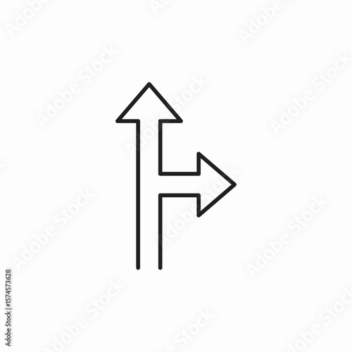 road direction straight and turn right icon sign vector
