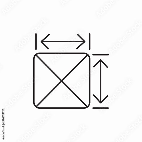 sqaure length and width icon sign vector