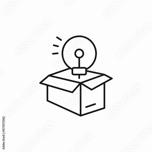 unboxing idea bulb icon sign vector