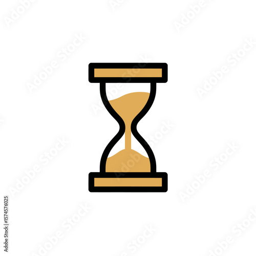 Golden hourglass depicts passing time on white background