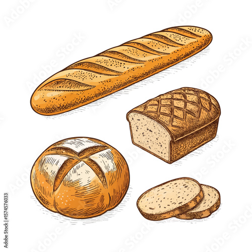 Bread hand drawn set