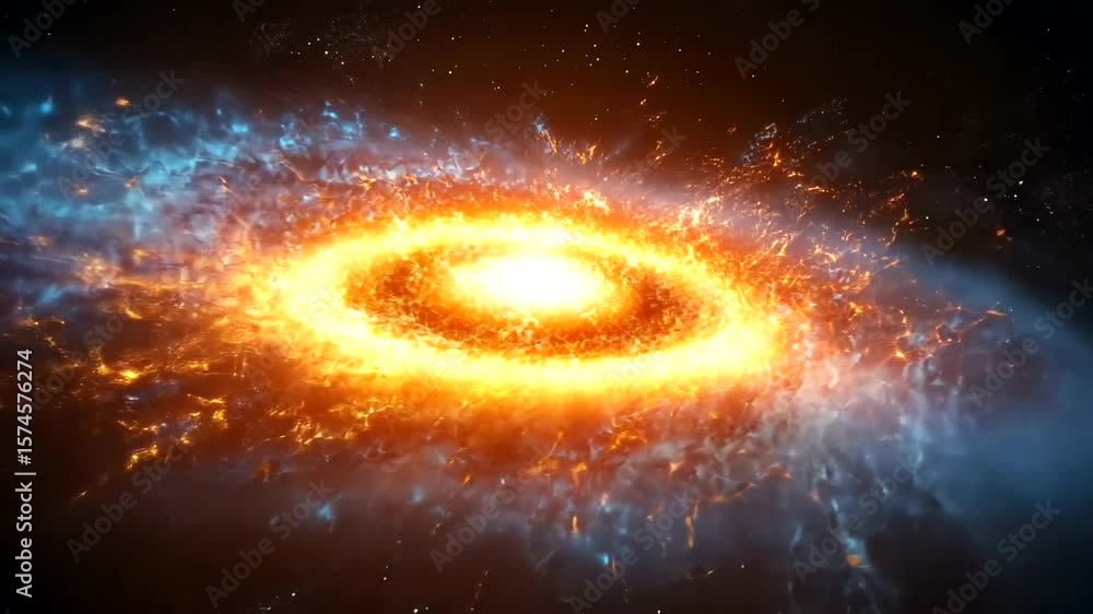 Spectacular spiral galaxy with shining star clusters, cosmic background animation Spectacular spiral galaxy with shining star clusters, cosmic background animation