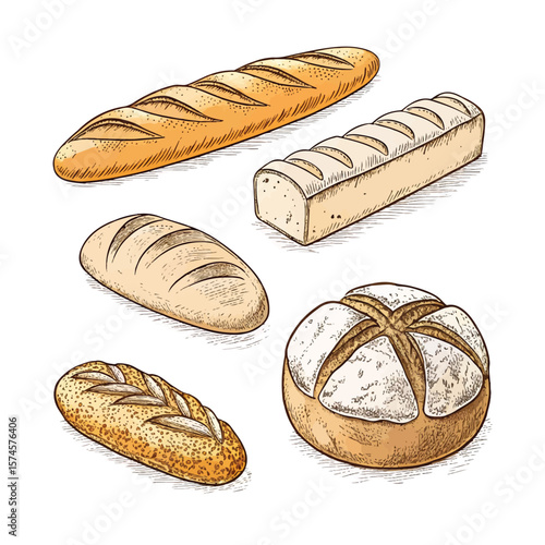 Bread hand drawn set
