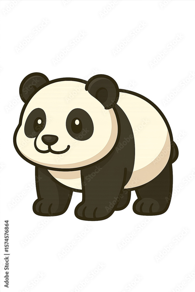 Naklejka premium Chibi Farm Animal – Cute Cartoon Panda