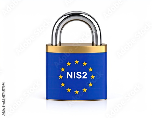 Blue lock with EU flag and text