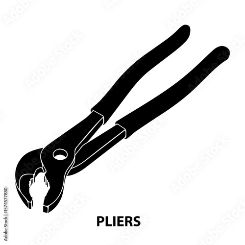 Isolated black pliers illustration tool for construction and repair work hand equipment instrument
