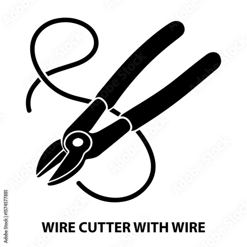 Wire cutter tool illustration black and white vector image for electrical and diy work projects