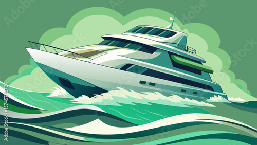 A boat is sailing in the ocean with a lot of ice in the background. The boat is white and has a lot of detail