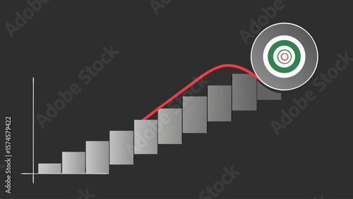 A spiral staircase with a flag on top. The flag is pointing upwards, as if it is guiding someone up the stairs. The staircase is made of metal and is very tall