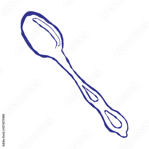 Vector illustration of vintage silver spoons with ornate details. Antique cutlery reflects craftsmanship and classic dining elegance.