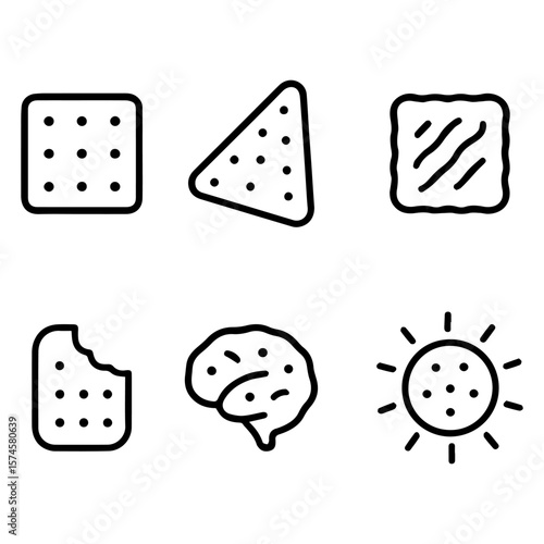 Vector cracker snack illustration set for food blog recipe website and healthy eating concept design 