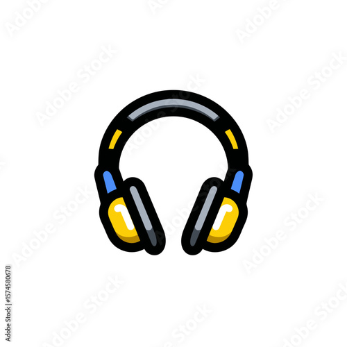 Headphones device emits sound audio isolated background vector