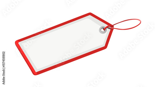 Blank red price tag vector illustration for retail sales and product marketing