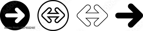 Black and white arrow icons in different styles and orientations symbol graphic