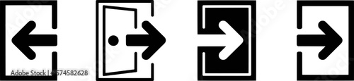 Black and white arrow icons indicating entry and exit door symbol