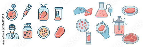 Microscopic view of cellular processes and laboratory techniques related to cell cultures and biological research