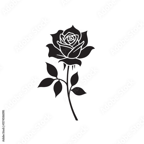 silhouette of rose isolated on white background. Vector illustration., Adobe Illustrator Artwork
