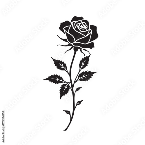 silhouette of rose isolated on white background. Vector illustration., Adobe Illustrator Artwork
