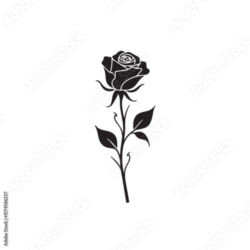 silhouette of rose isolated on white background. Vector illustration., Adobe Illustrator Artwork
